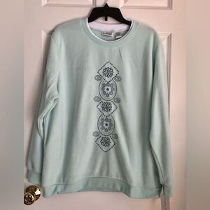Madison Taylor Women's Sweatshirt Plus Size 2X Crew Neck Pullover Green (Aqua)